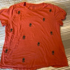 Lucky Brand cotton orange pineapple t-shirt size XL